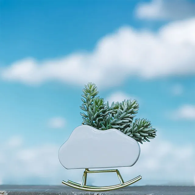 outdoor garden supplies ceramic + iron art hang pony cloud small flower pots   planters for succulent