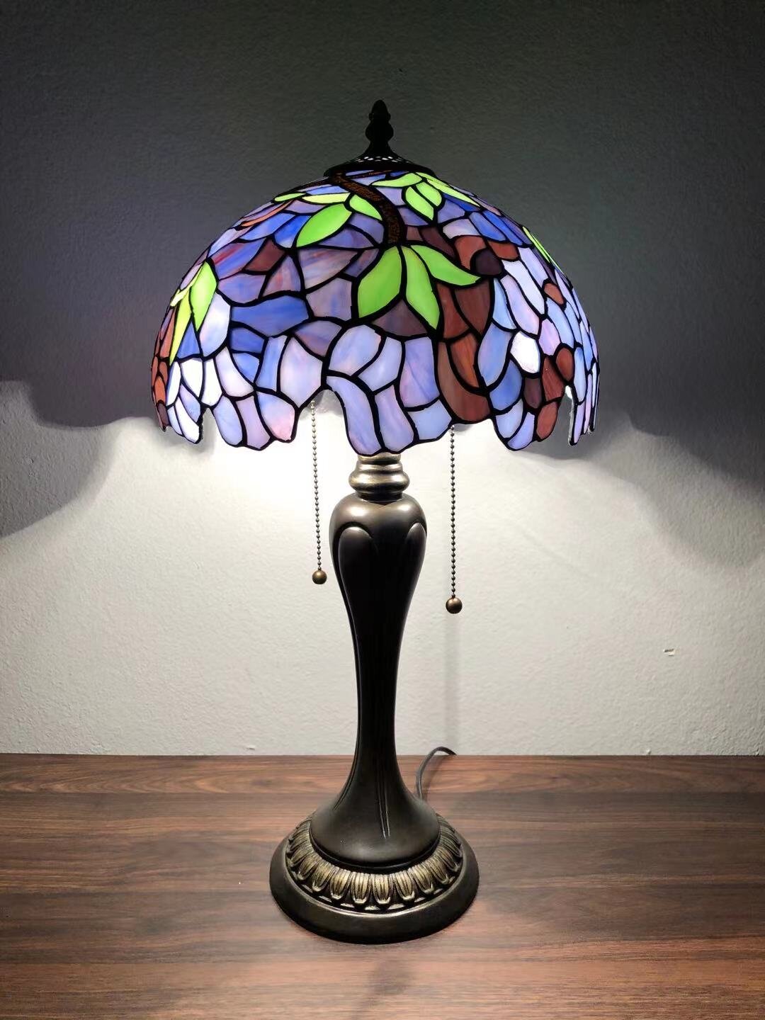  Style Table Lamp Leaf Purple H22*W12 Inch