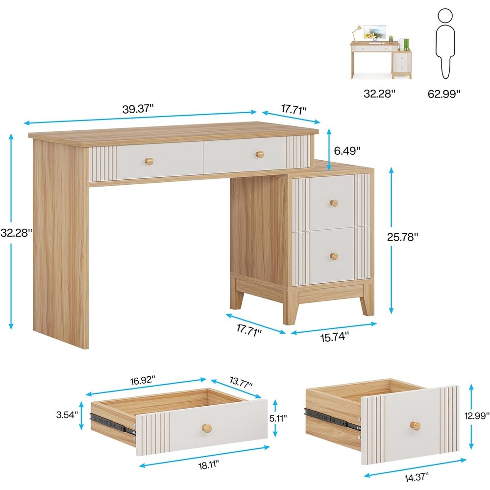 Computer Desk with 4 Drawers  51 Inch Home Office Desks with Storage