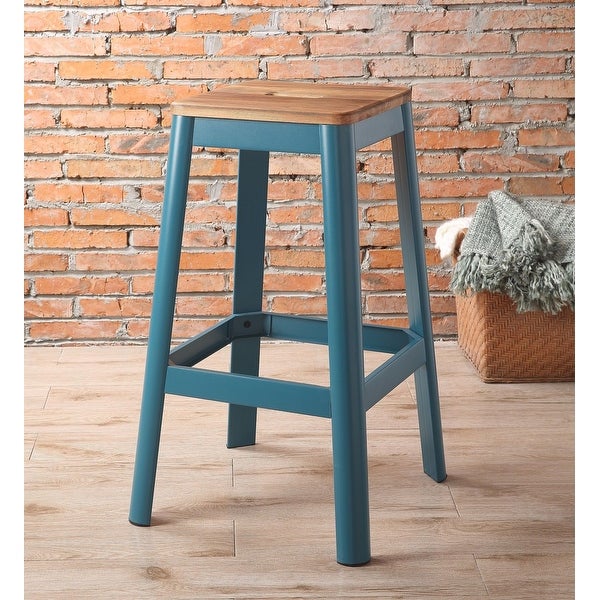 Wood Seat Backless Barstool