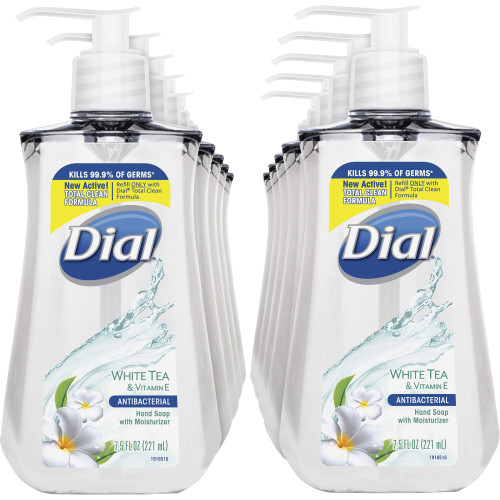 Dial Antibacterial Liquid Soap， White Tea， 7.5 oz Pump Bottle， 12/Carton (02660CT)