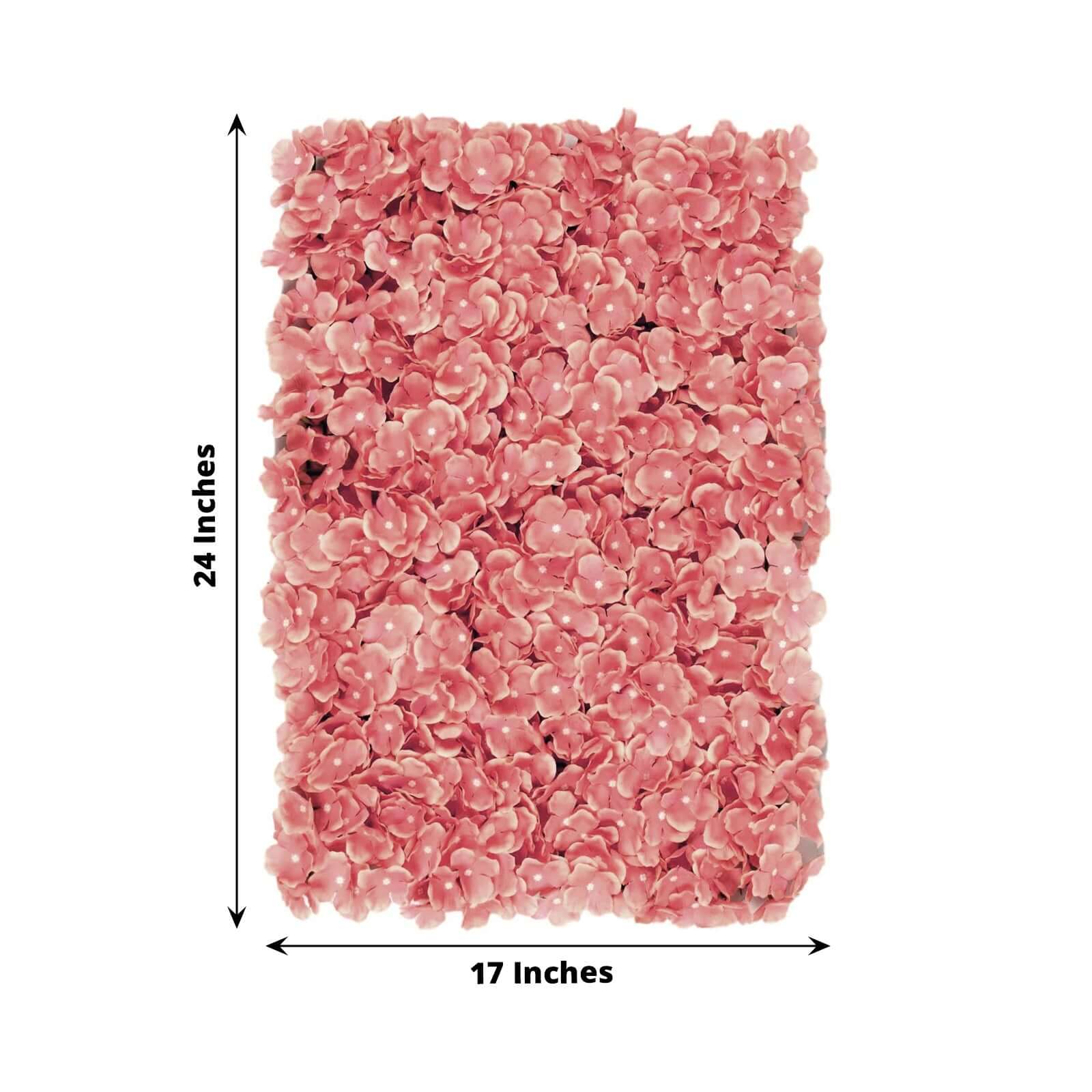 Dusty Rose UV Protected Hydrangea Flower Wall Mat Backdrop - 4 Artificial Panels 11 Sq ft.