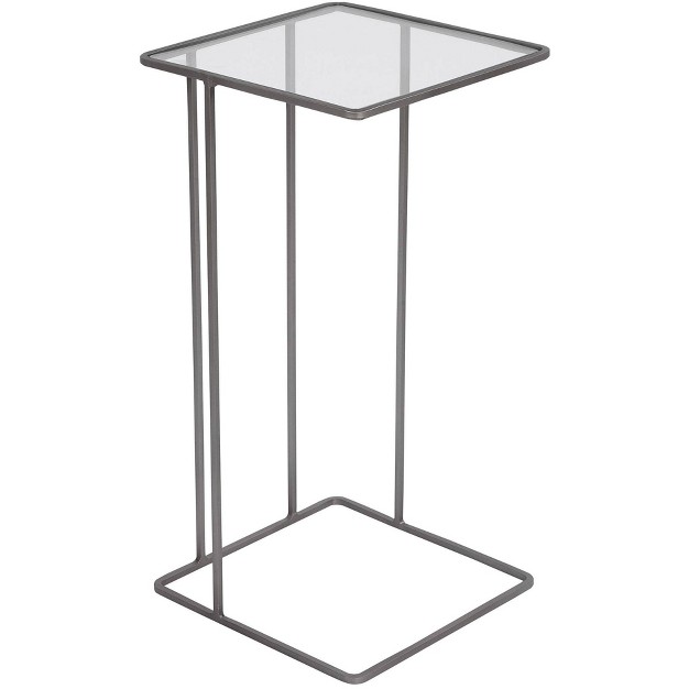 Wide Pewter Square Accent Table