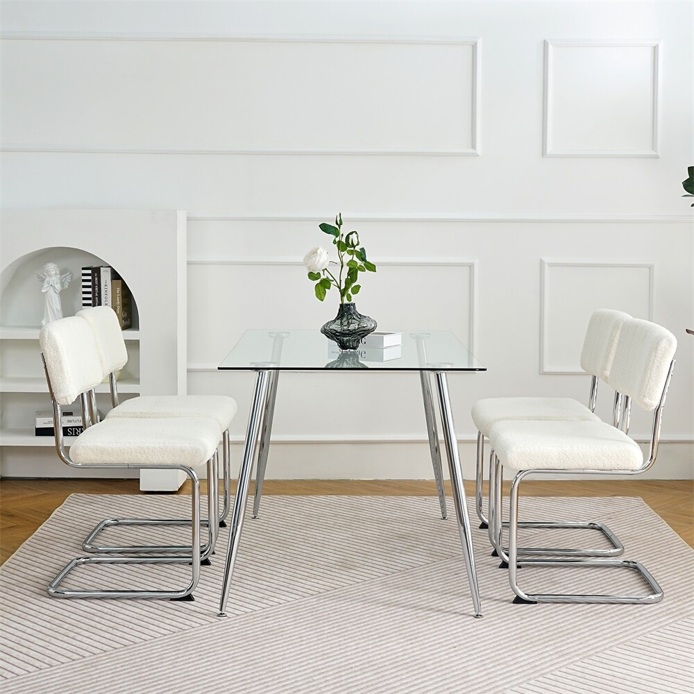 Modern Simple Light Luxury Dining Chair with Metal Leg(set of 4)