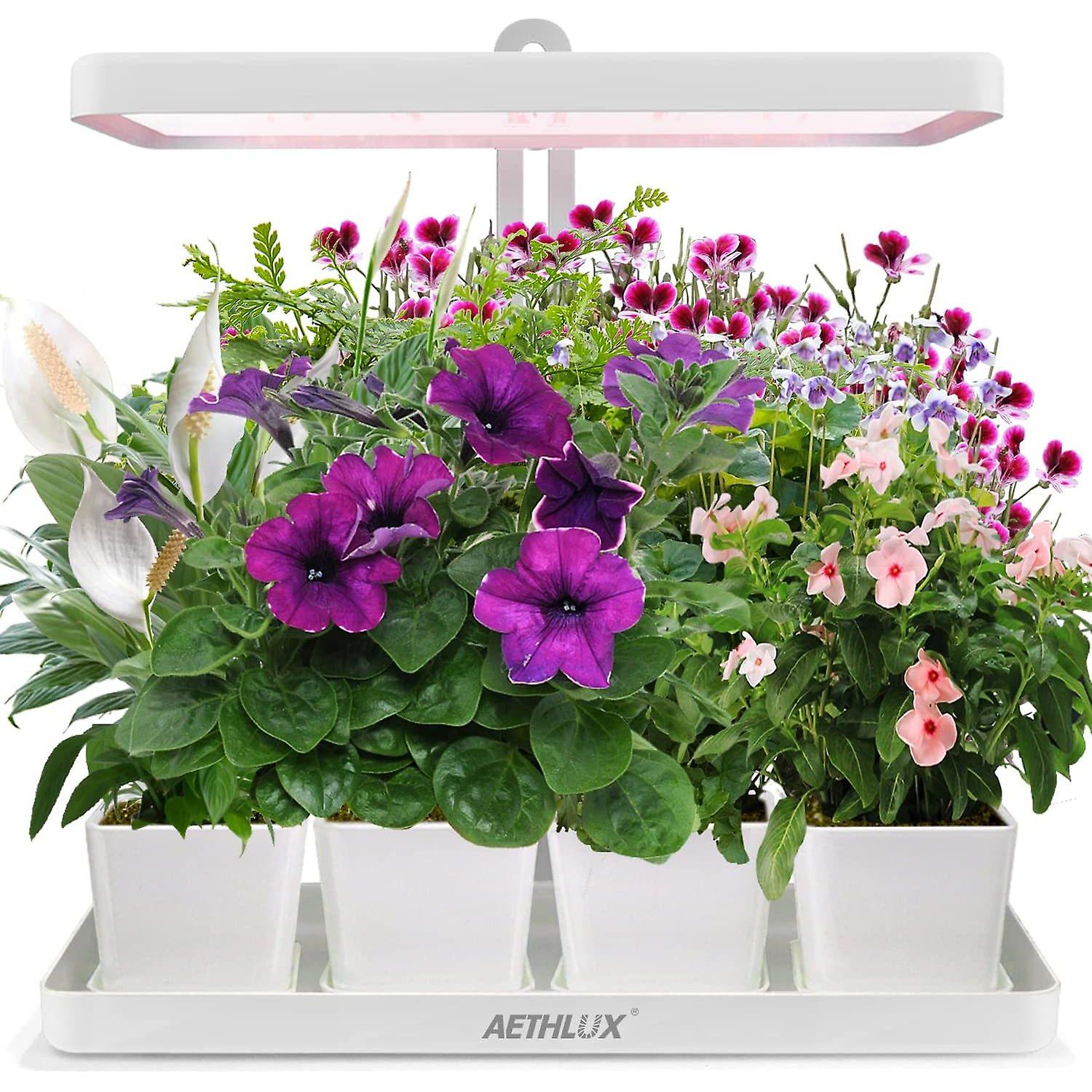 Led Indoor Herb Garden， 4 Plants Pots Included， Height Adjustable Plant Grow Light， High Germination Kit With Smart Timer， High Ppfd， Suitable For Var