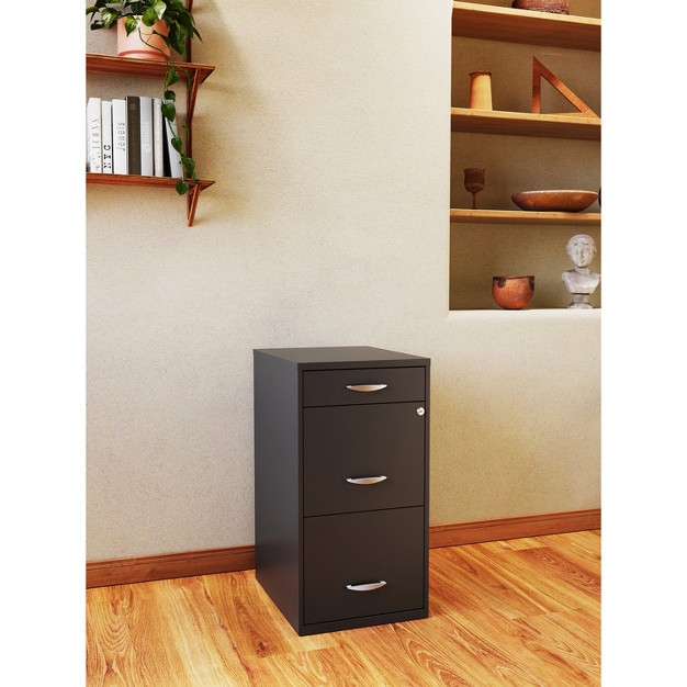 Deep 3 Drawer Metal Organizer File Cabinet With Pencil Drawer