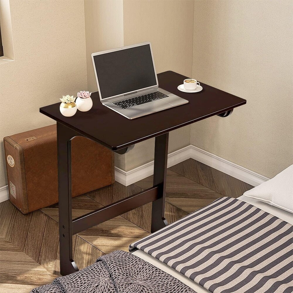 Tv Tray Table Bamboo Tv Dinner Table C Shaped end Table for Sofa Couch Laptop Living Room Bedroom Brown