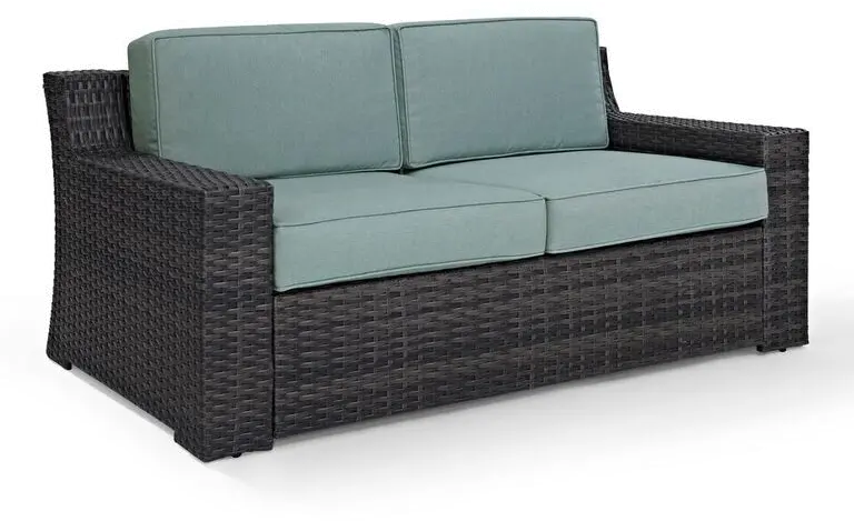 Beaufort Blue Mist and Wicker Patio Loveseat