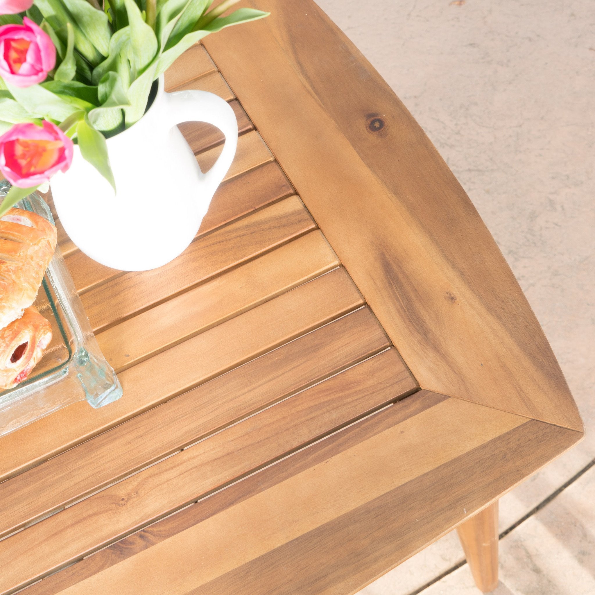 Cote Teak Finish Acacia Wood Outdoor Dining Table