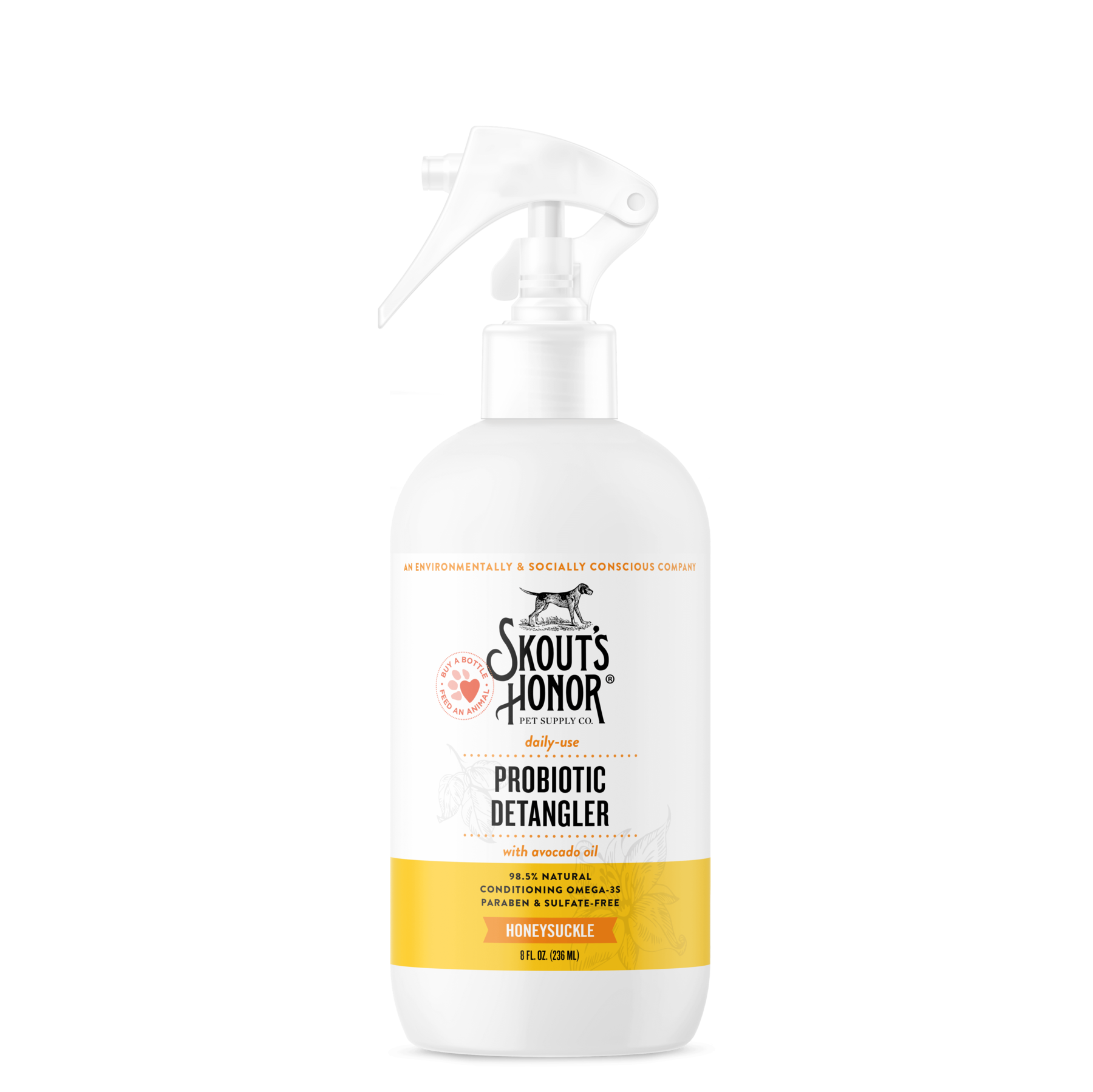 Skouts Honor Probiotic Detangler Spray Honeysuckle For Dogs  Cats