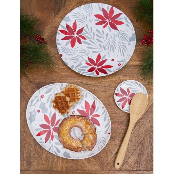 Poinsettia Christmas Oval Platter