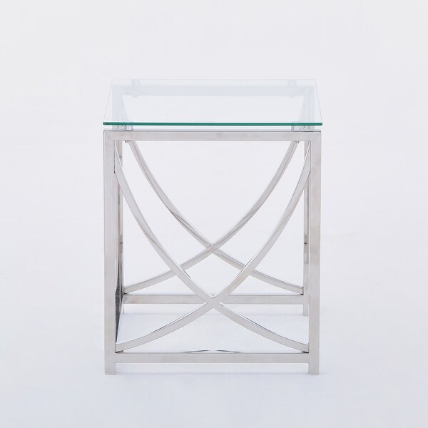 3 Pieces Square Nesting Glass End Tables