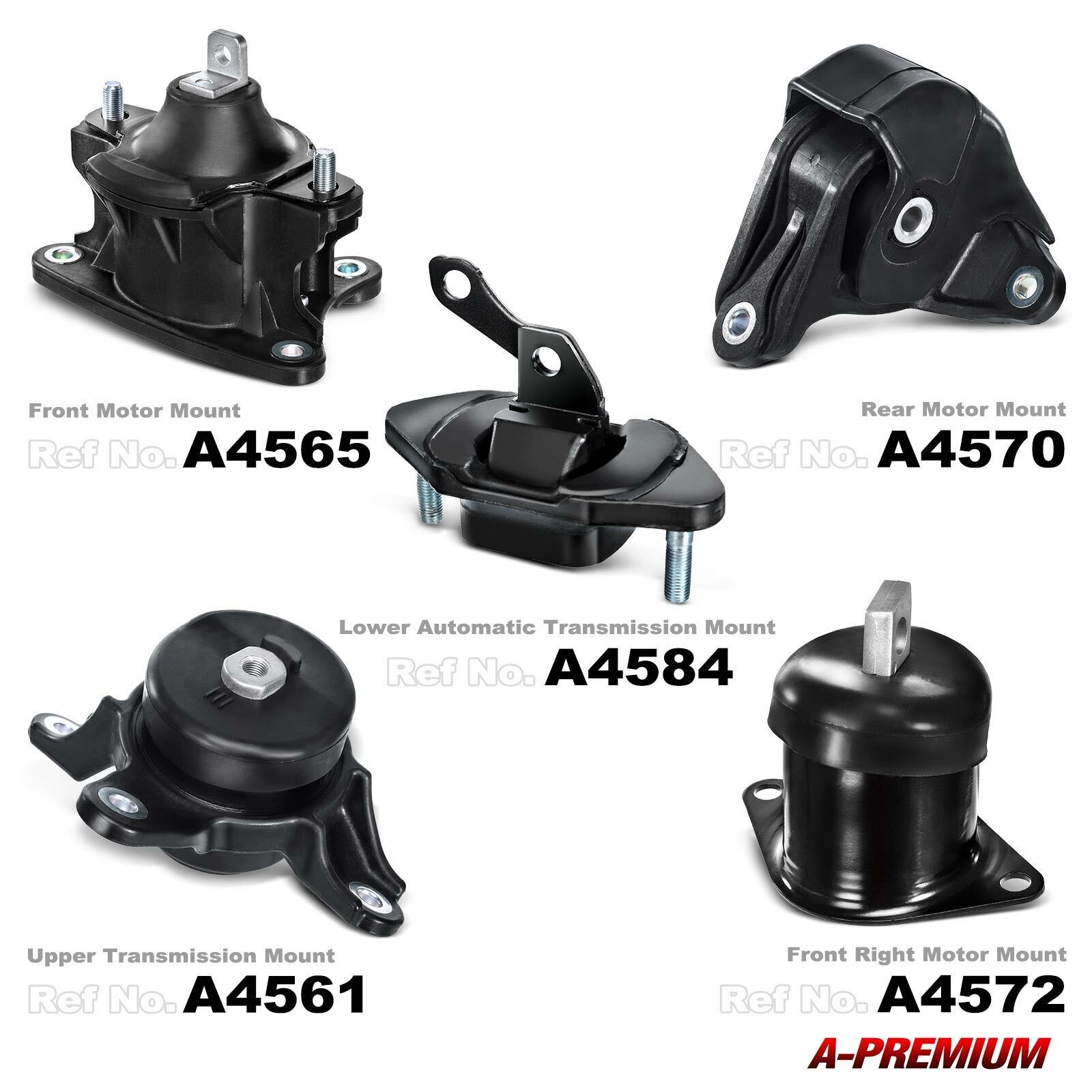 A-Premium 5PCS Engine Motor Mount and Transmission Mount Kits Compatible with Honda Accord 2008-2012 Crosstour 2012-2015 Acura TSX 2009-2014 2.4L Only