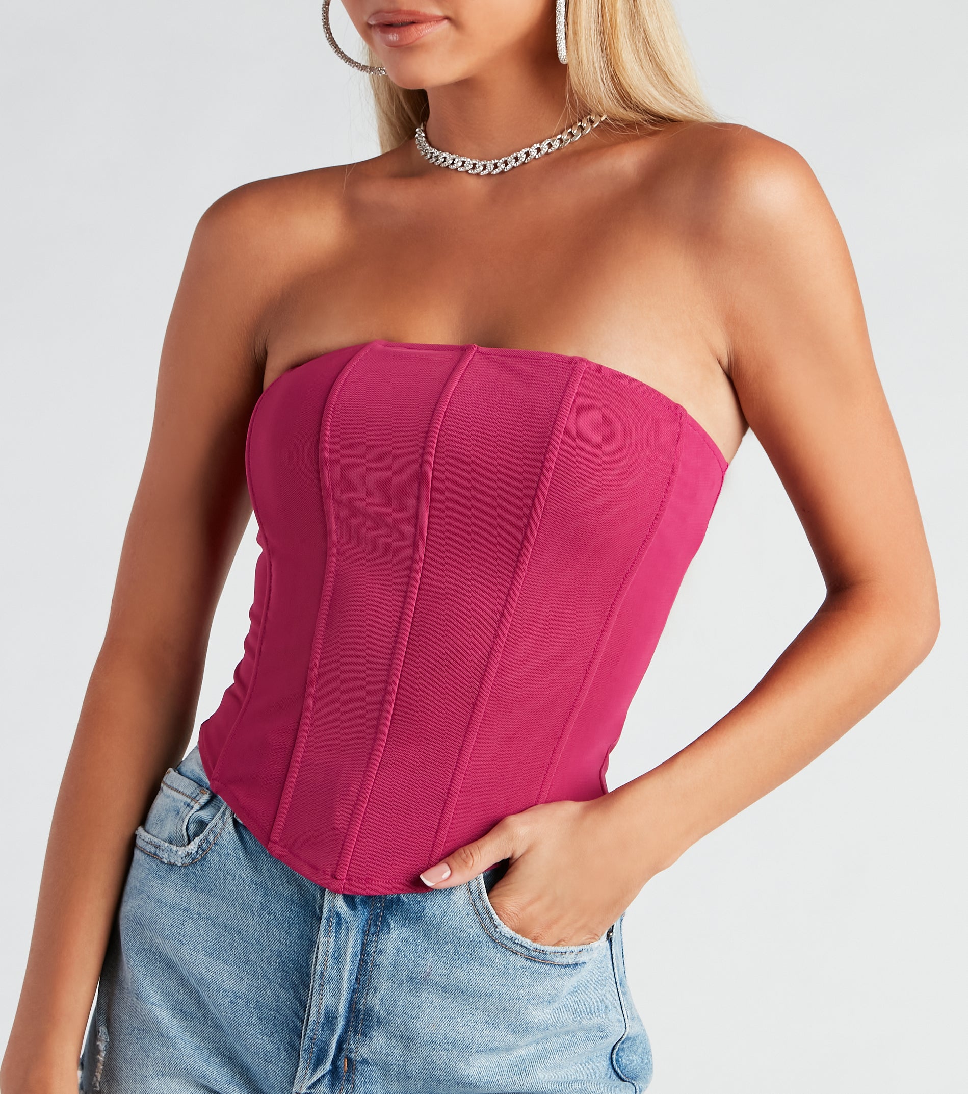 Hot Stuff Strapless Mesh Bustier