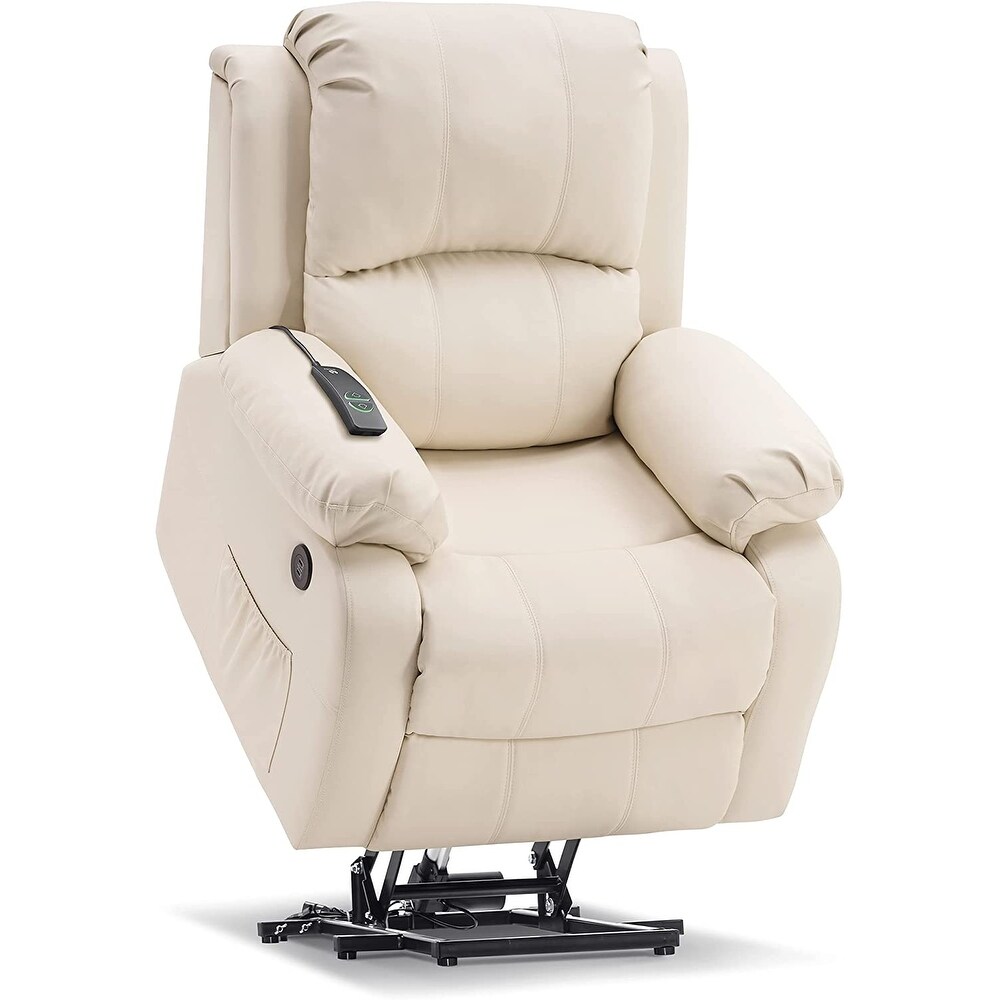 MCombo Small Sized Power Lift Recliner Chair with Massage and Heat  USB Ports  Faux Leather 7409