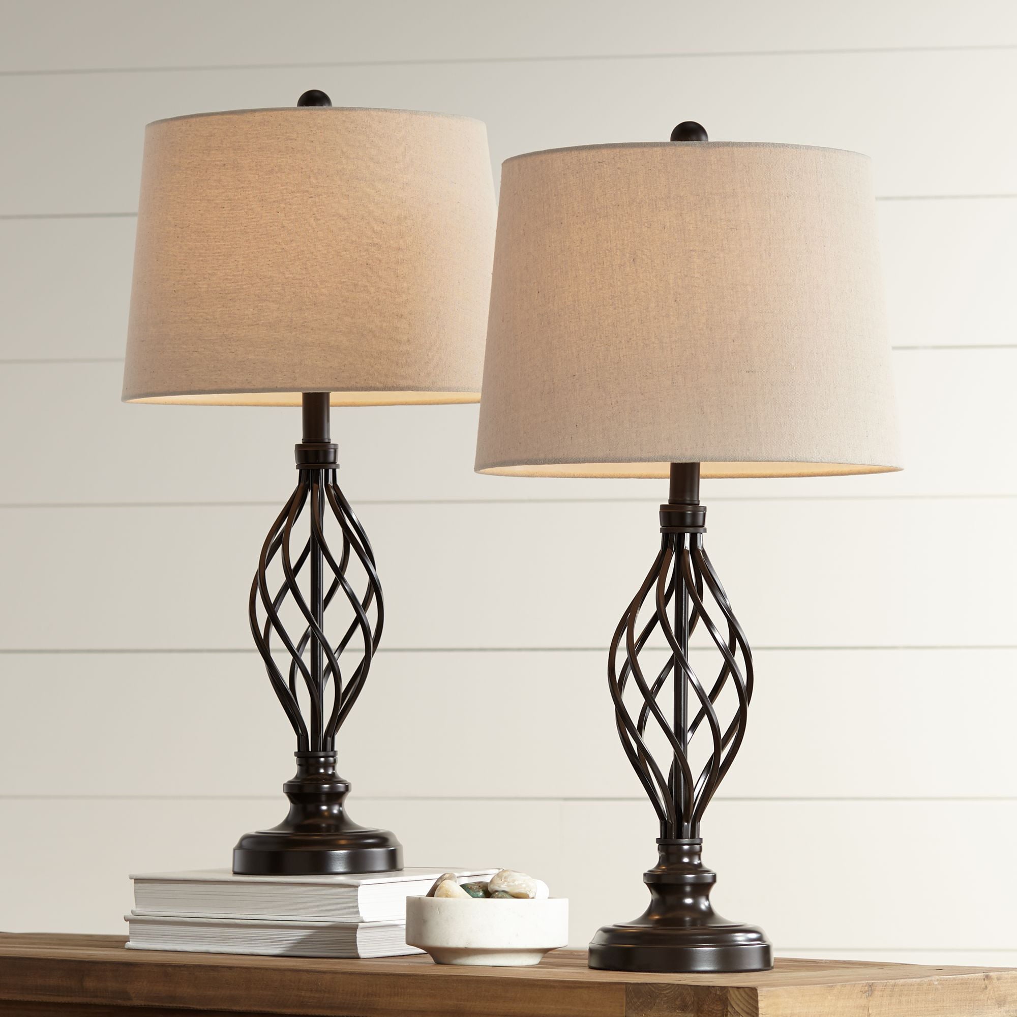 Franklin Iron Works Modern Industrial Table Lamps Set of 2 28