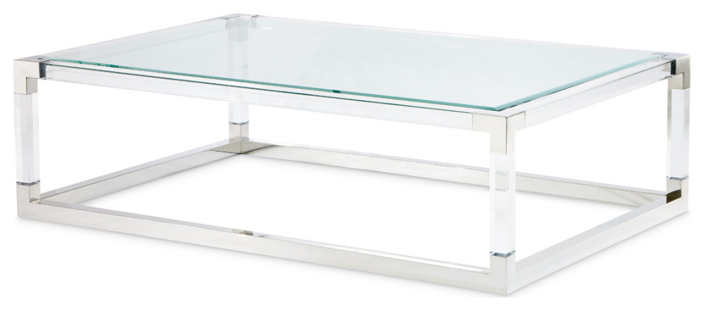 State St. Rectangular Cocktail Table   Glass/Stainless Steel   Contemporary   Coffee Tables   by HedgeApple  Houzz