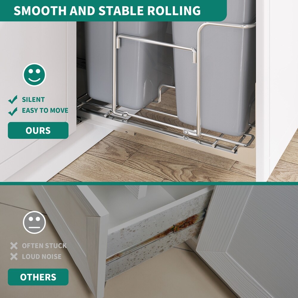 Double 43 Quart Pull Out Kitchen Waste Containers