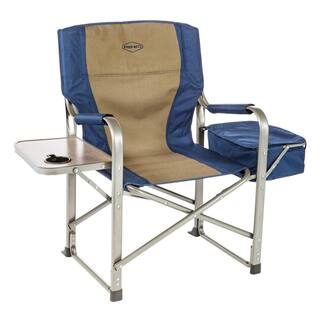 Kamp-Rite Portable Director's Chair with Cooler Cup Holder  Side Table NavyTan KAMPCC118