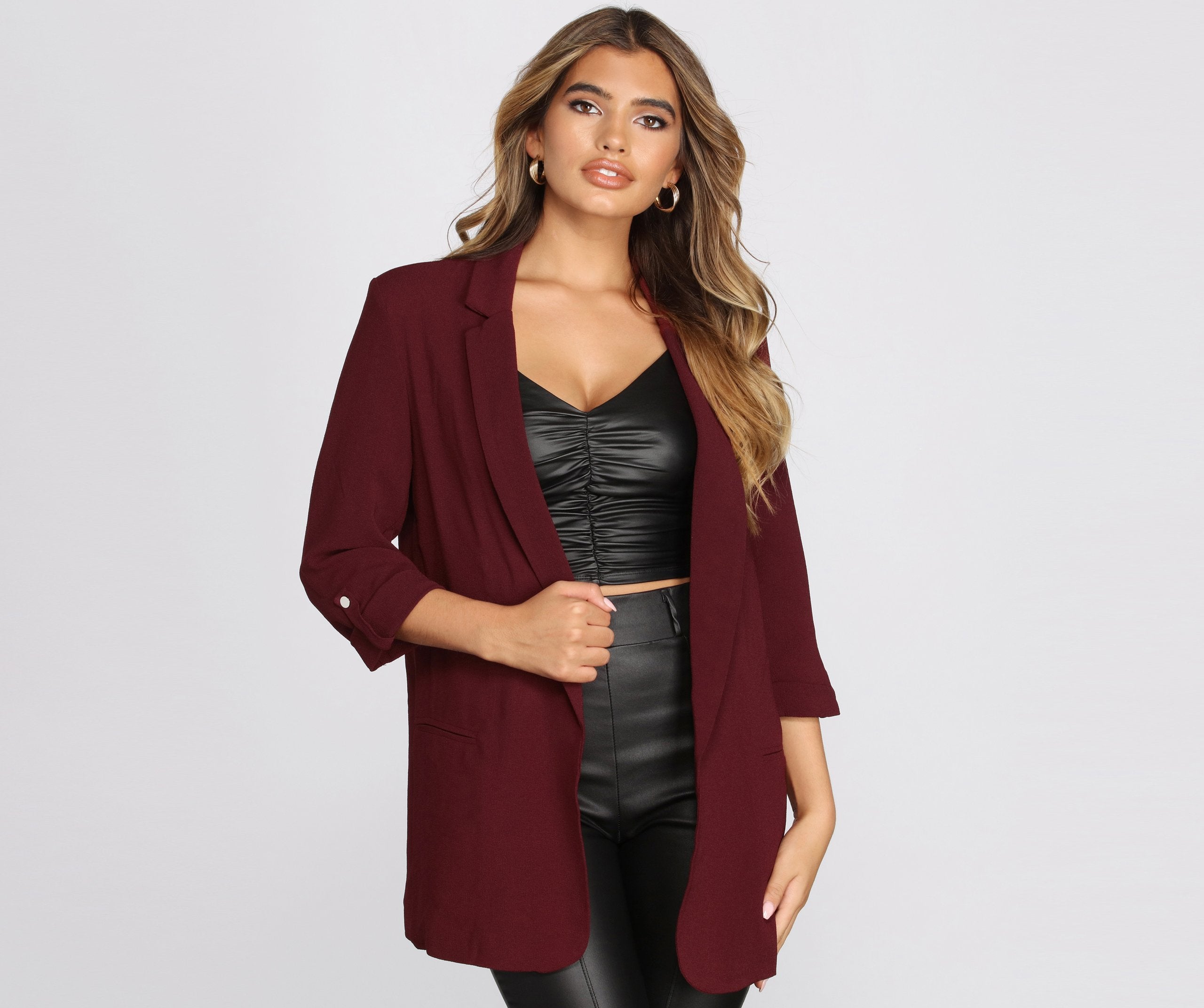 CLEARANCE - Over-Sized Woven Boyfriend Blazer