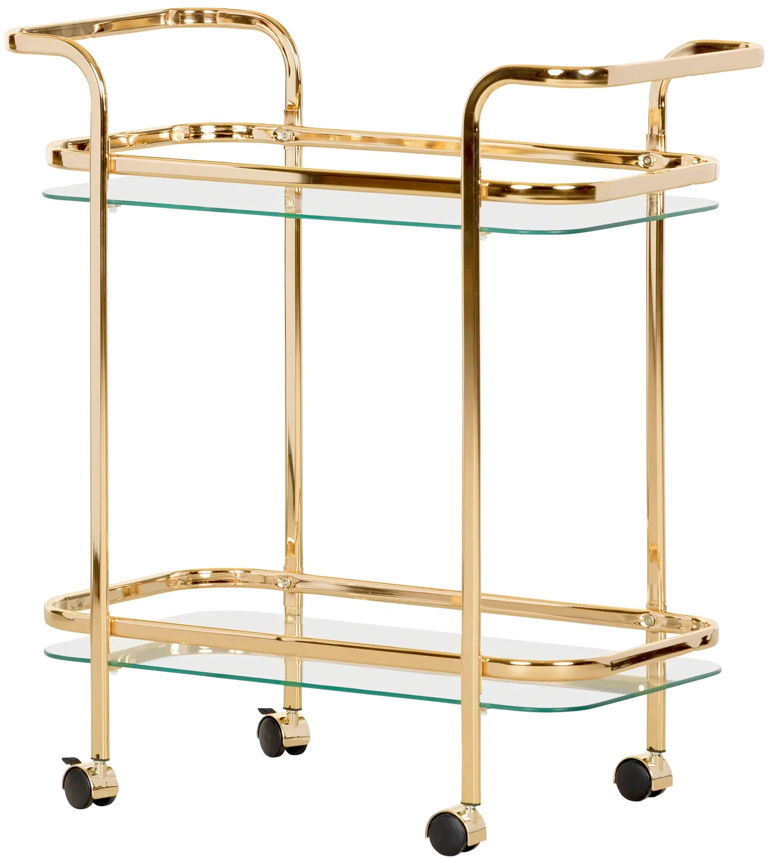 Maliza Gold Glass Bar Cart - South Shore