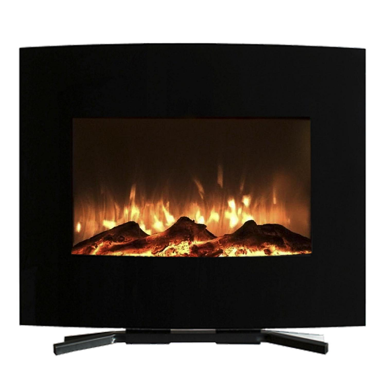 Northwest 25 Curved Wall Mount Electric Fireplace， Includes Floor Stand