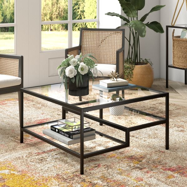 Lovett 32'' Wide Square Coffee Table in Blackened Bronze