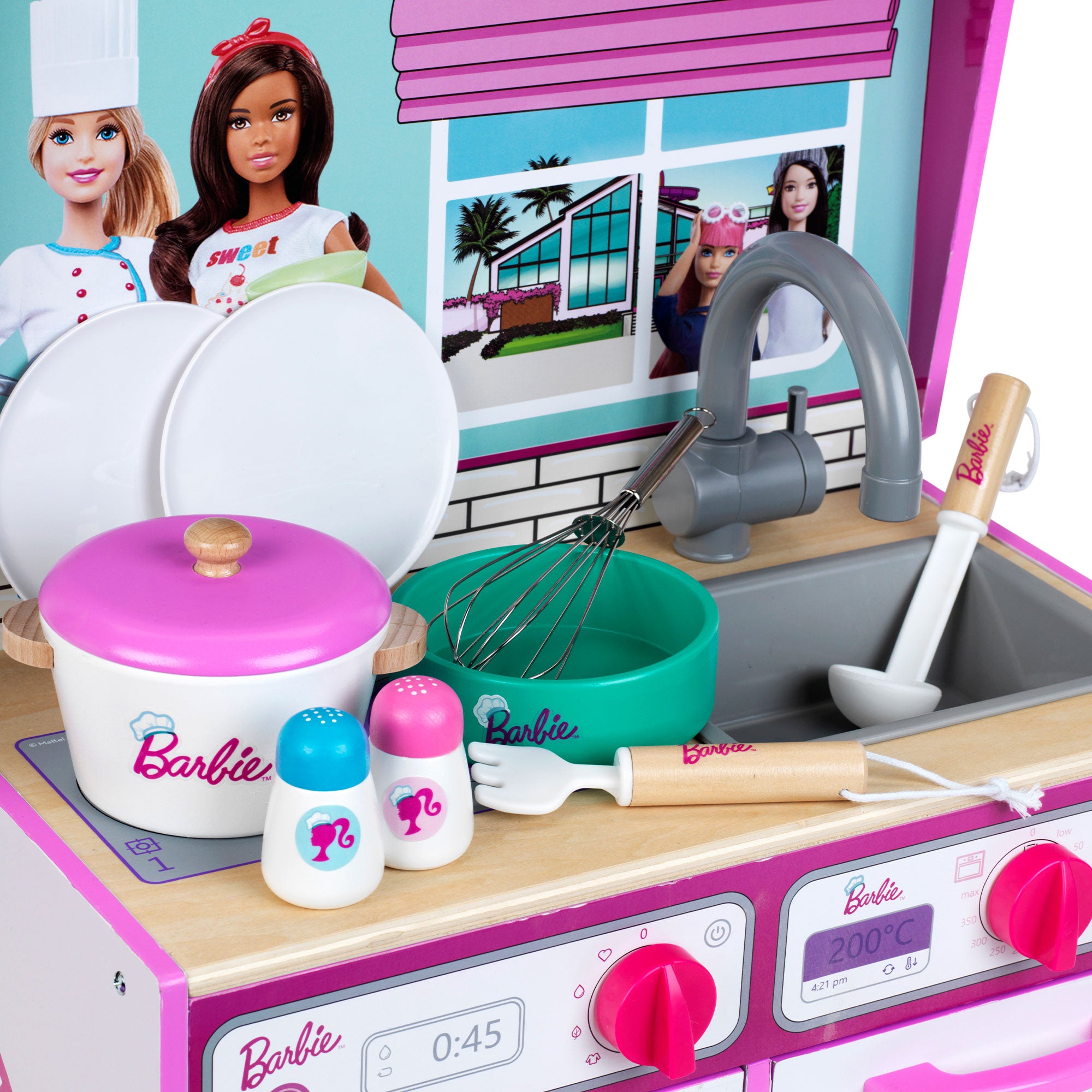 2 In 1 Barbie Pretend Play Toy Kitchen and Dollhouse for Kids 3 & Up (Used)