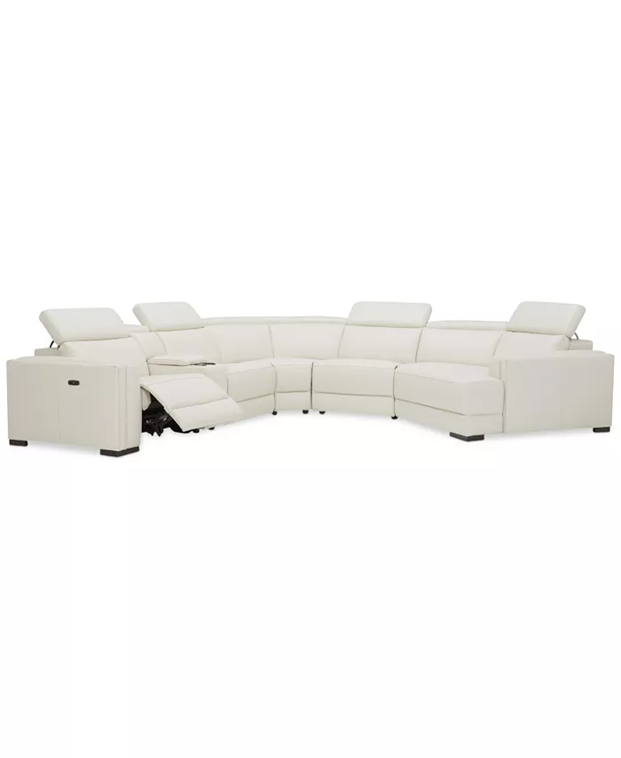 Furniture Jenneth 6-Pc. Leather Sofa with 1 Power Motion Recliner and Cuddler