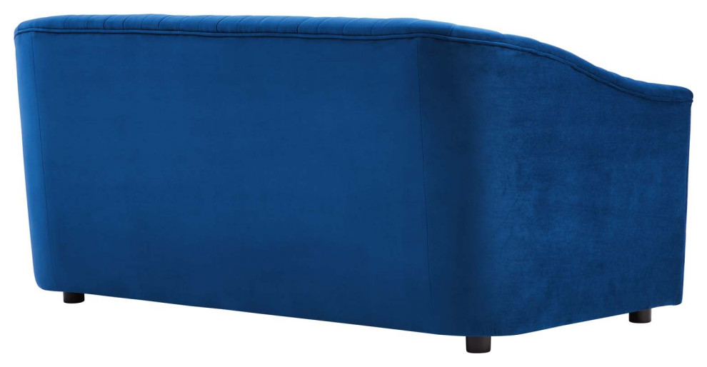 Announce Performance Velvet Channel Tufted Loveseat  Navy   Contemporary   Loveseats   by GwG Outlet  Houzz