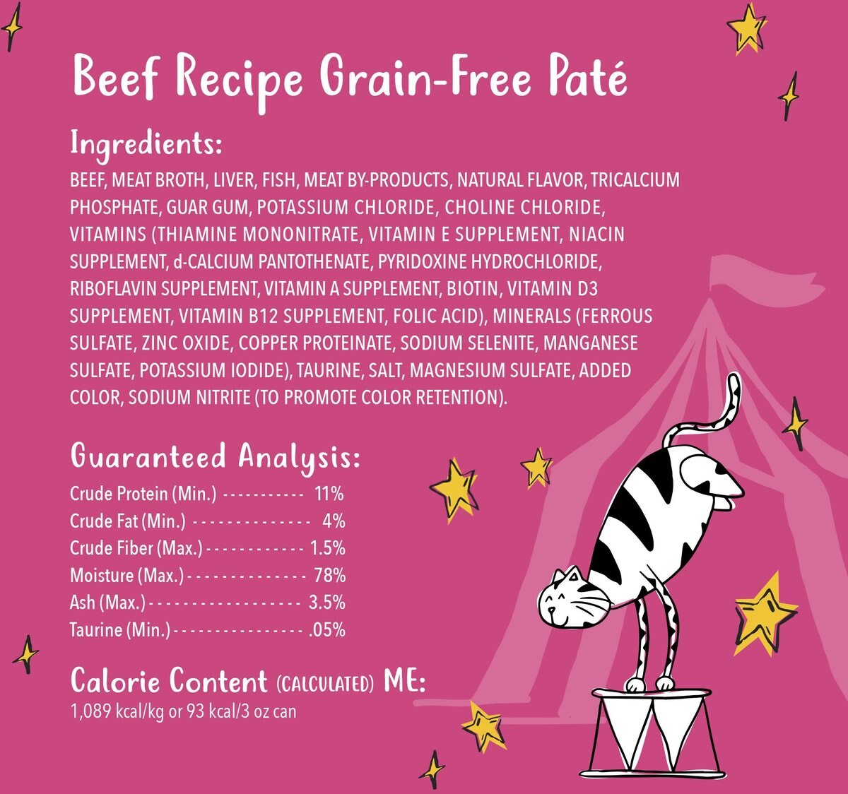 Tiny Tiger Pate Beef Recipe Grain-Free Canned Cat Food