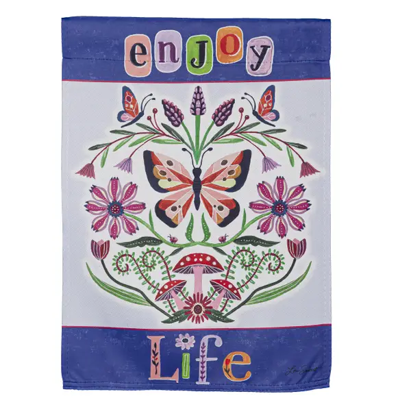 Evergreen Enterprises Enjoy Life Butterfly Garden Suede Flag