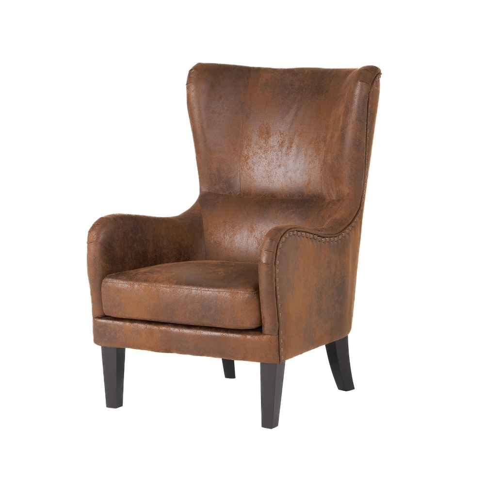 Lorenzo Microfiber Wingback Club Chair by Christopher Knight Home