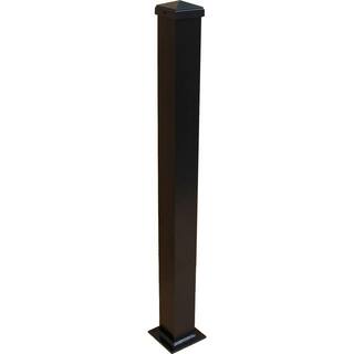 EZ Handrail 3 in. x 3 in. x 44 in. Textured Black Aluminum Post with Welded Base EZPCHB-W