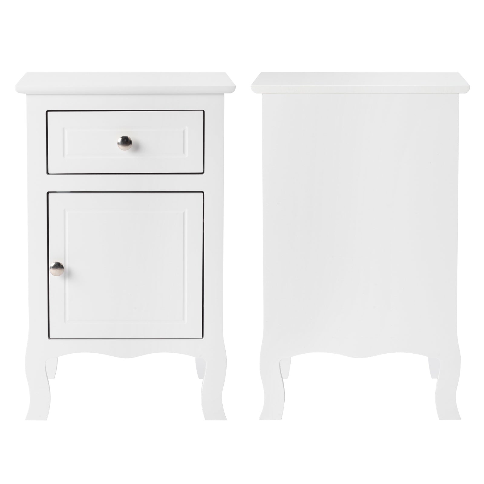 Set of 2 End Tables for Bedroom, CASEMIOL Nightstand with Storage Drawer and Single-Door Cabinet, Modern Bedside Table for Living Room , White Wooden Sofa Table Bedroom Furniture Set