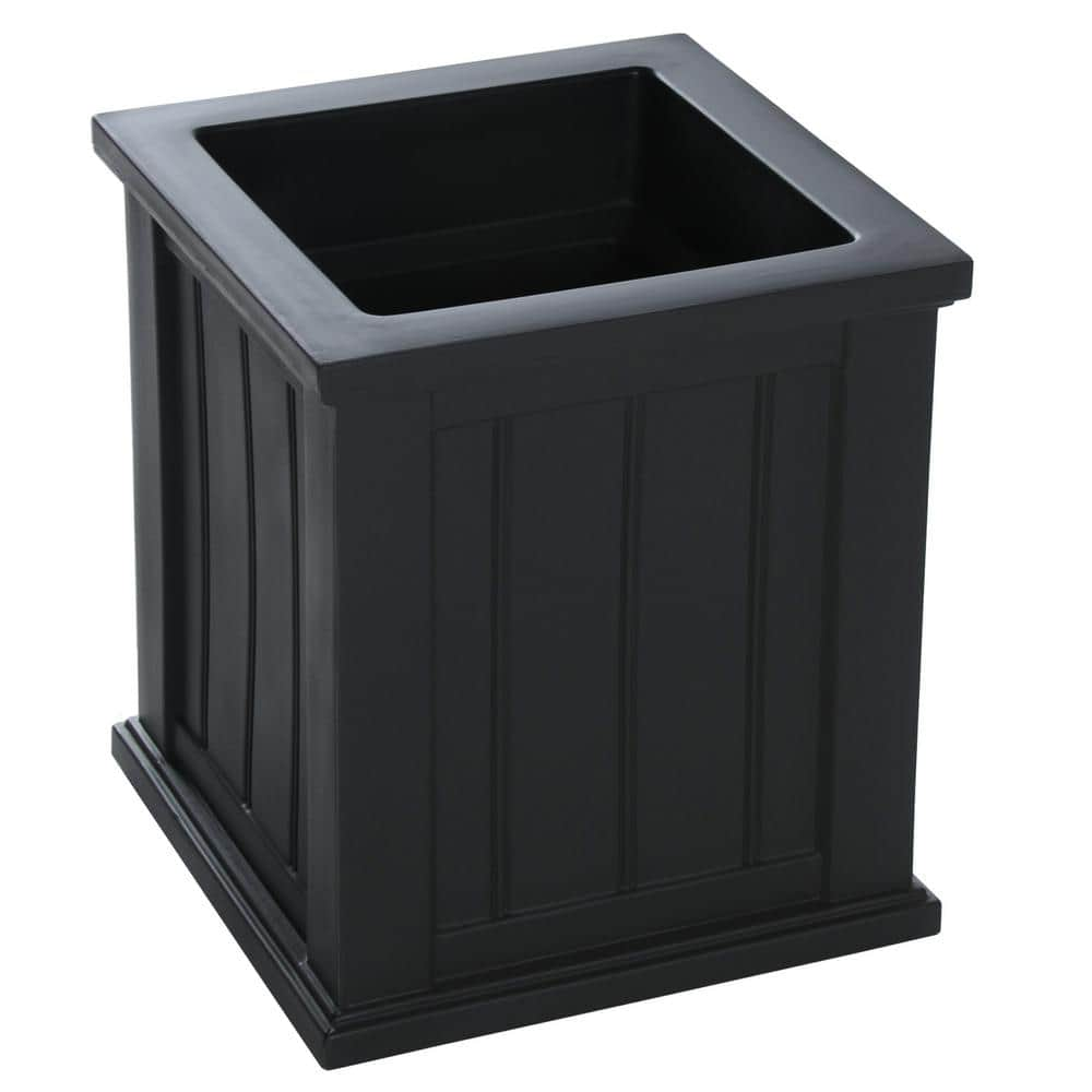 Mayne Cape Cod 16 in. Square Self-Watering Black Polyethylene Planter 4837-B