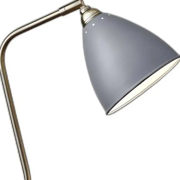 Grey Metal and Antique Brass Adjustable USB Port Desk Lamp - 6.25 x 12.75 x 21