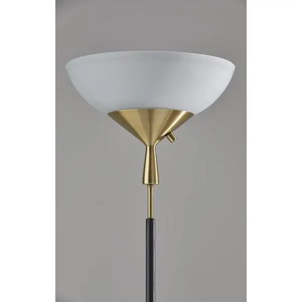 Adesso Noah Black and Antique Brass 300-watt Torchiere Lamp