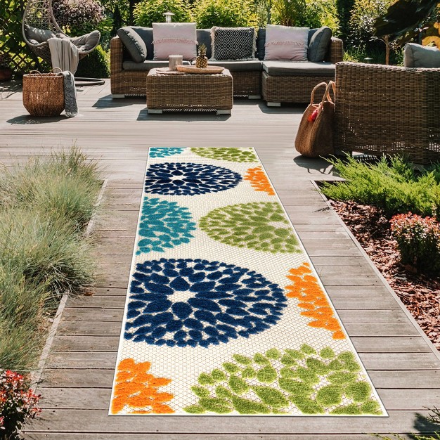 World Rug Gallery Brescia Modern Floral Circles Indoor outdoor Area Rug