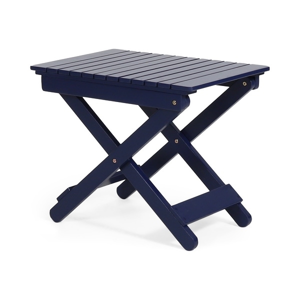 Roomfitters Outdoor Folding Wooden Side Table，Navy Blue