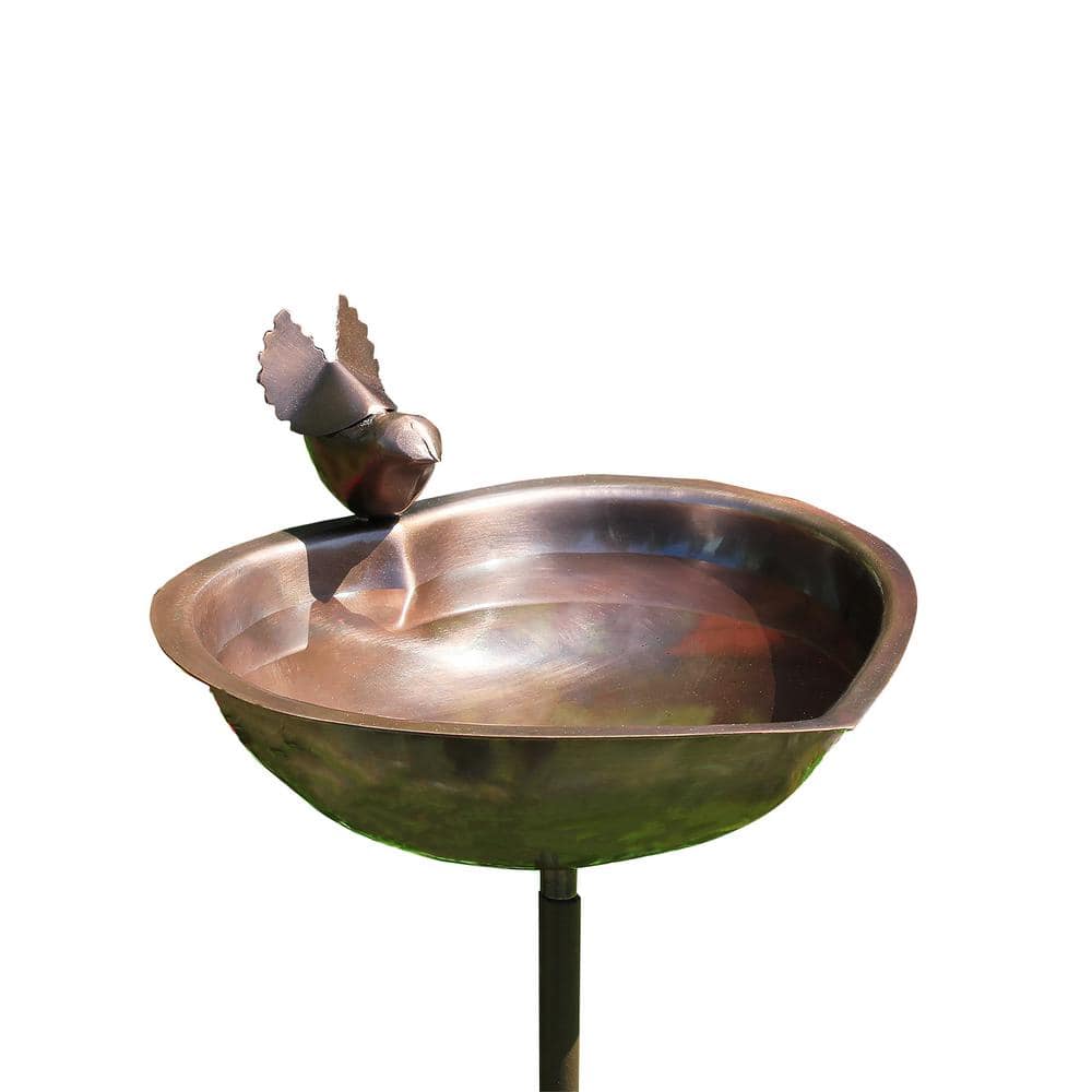 Achla Designs 9 in. Dia， Antique Copper Heart Shaped Birdbath Bowl with Stake HBB-01-S