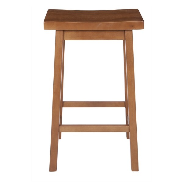 Wooden Counter Height Stool with Saddle Seat， Walnut Brown