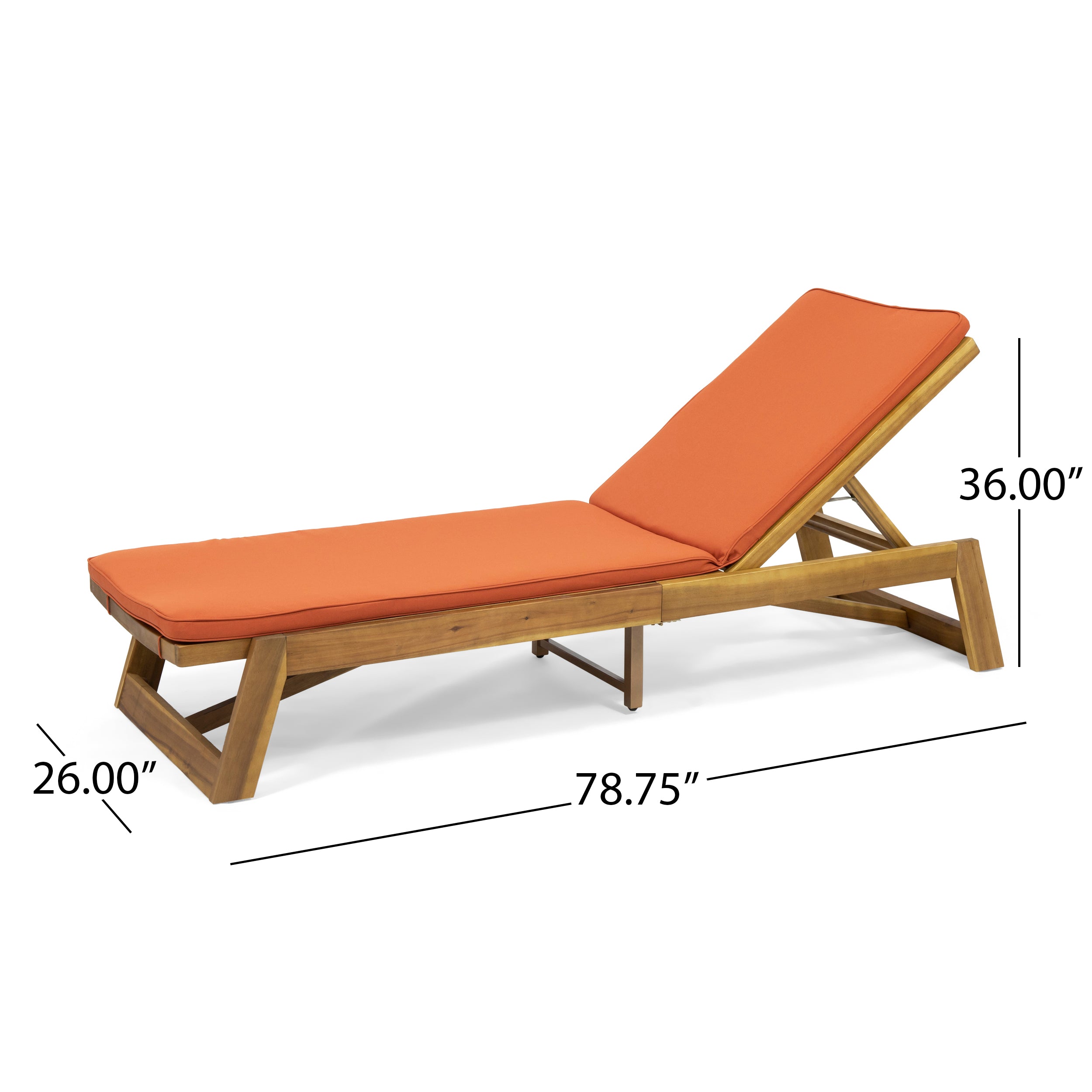 Adelaide Outdoor Acacia Wood Chaise Lounge and Cushion Set