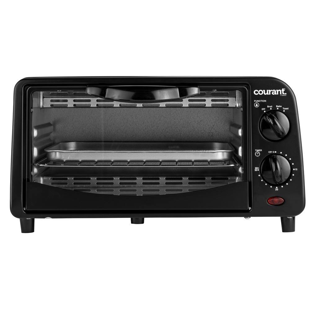 Courant 4-Slice Countertop Toaster Oven Functions to Toast Bake and Broil - Black MTO942K974