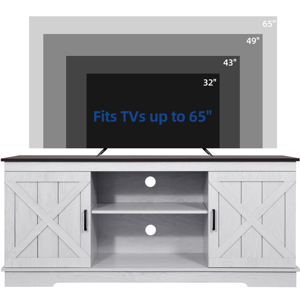 Farmhouse TV Stand for 65 Inch TV Media Console Entertainment Center Rustic Barn Doors