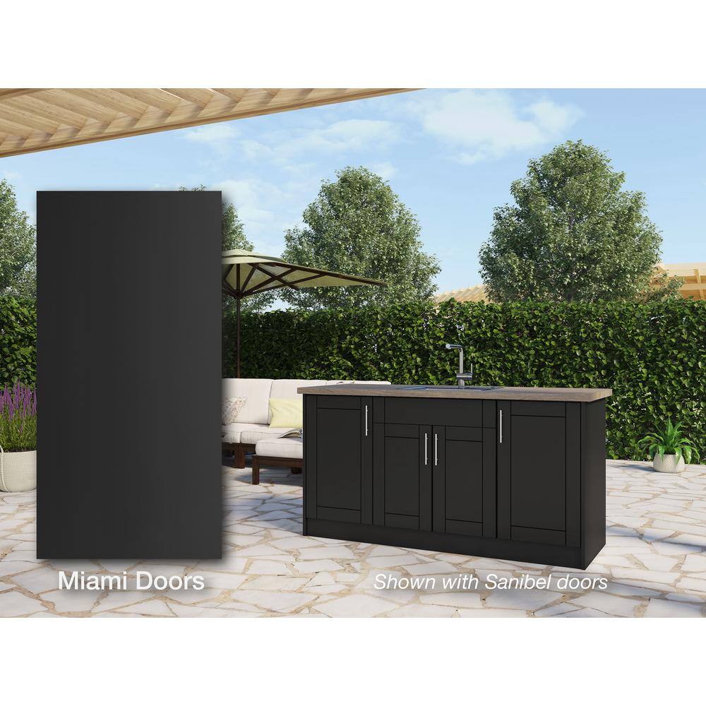 WeatherStrong Miami 18 in. W x 27 in. D x 34.5 in. H Pitch Black Matte Flat Stock Assembled Base Kitchen Cabinet Full Height Propane IB1827FHLPP-MPB