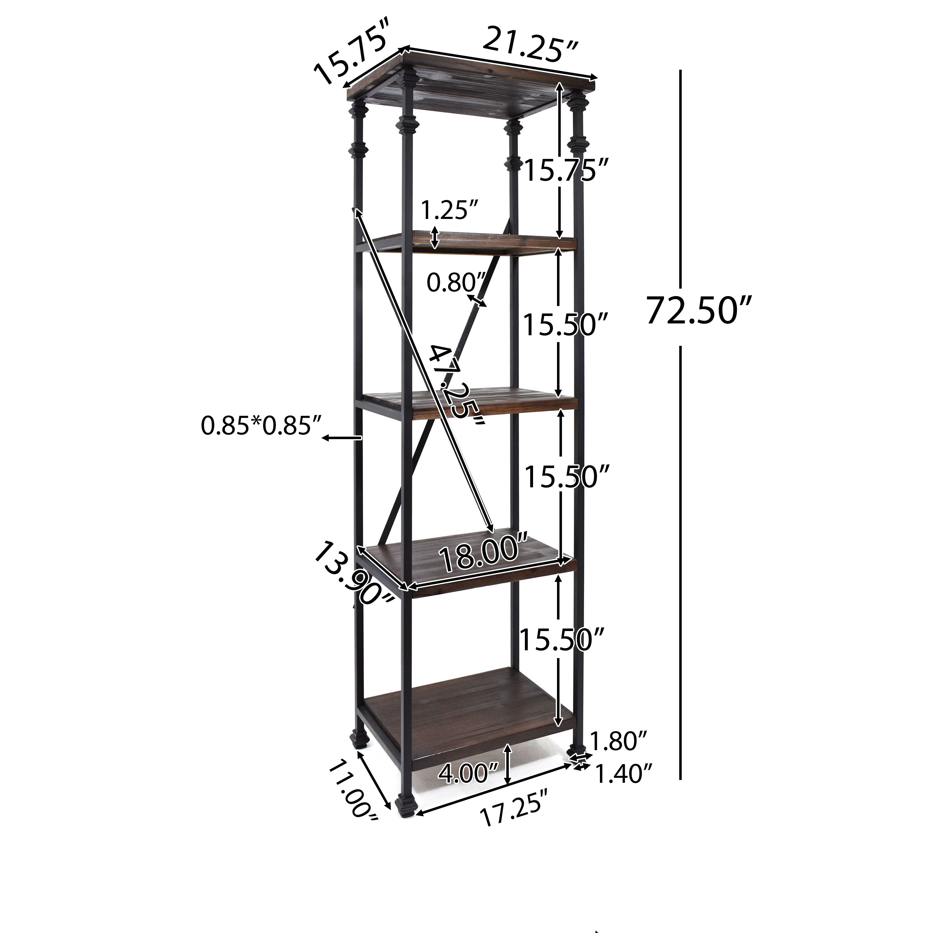 Chrissy 4-Shelf Metal & Wood Etagere Bookcase