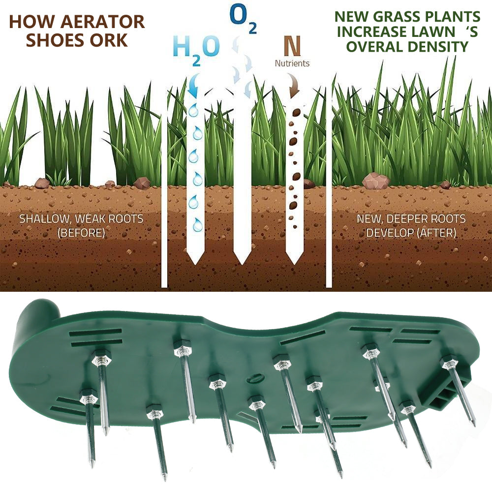 HOTBEST Garden Lawn Aerator， Aeration Shoes， Inflatable Sandals， Laces For Effective Aeration Of Lawn Soil， Garden Paddock Care (Green)