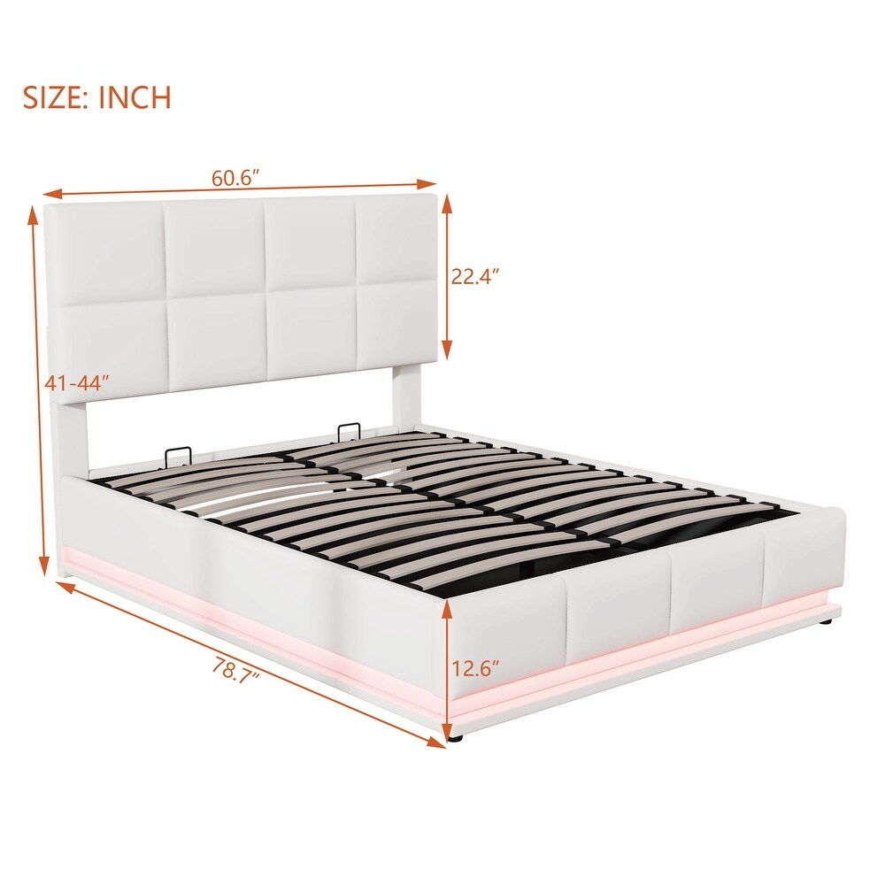 Hydraulic Storage Bed Tufted Upholstered Platform Bed with USB Charger