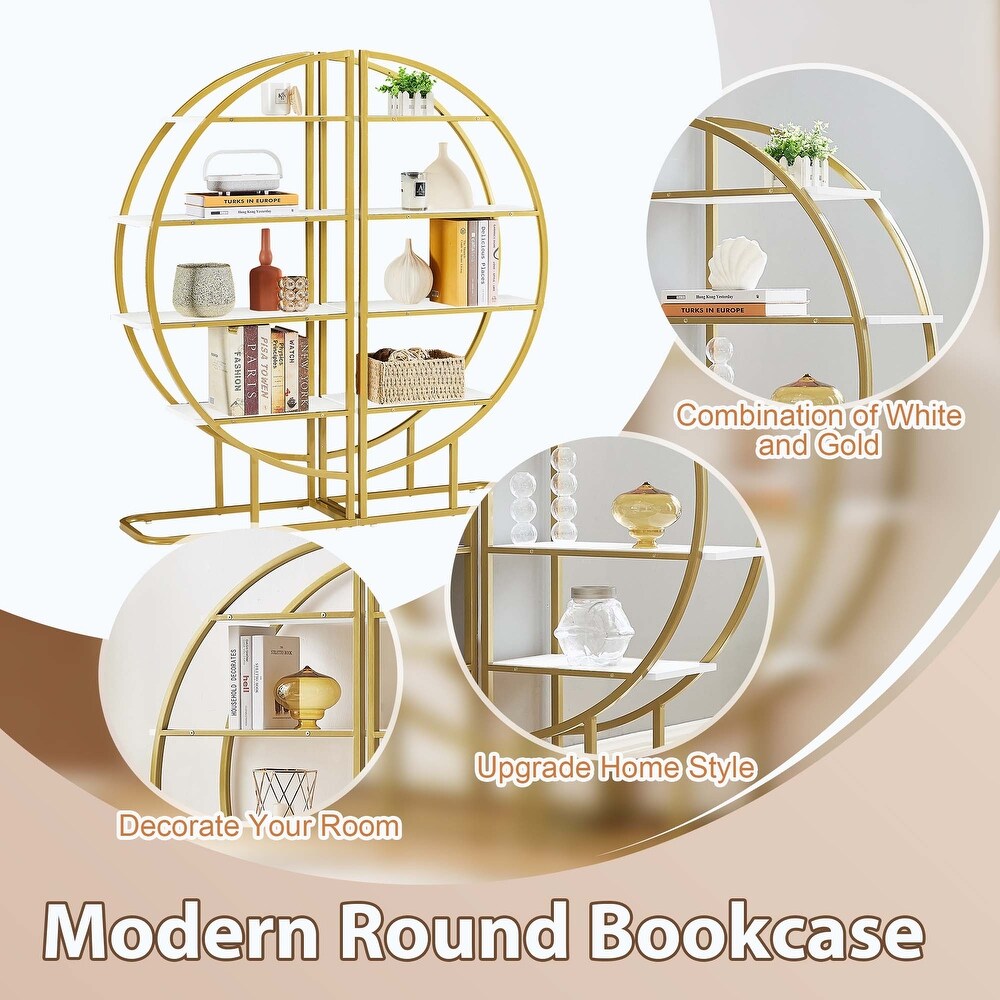 4 Tiers Home Office Open Bookshelf Round Shape